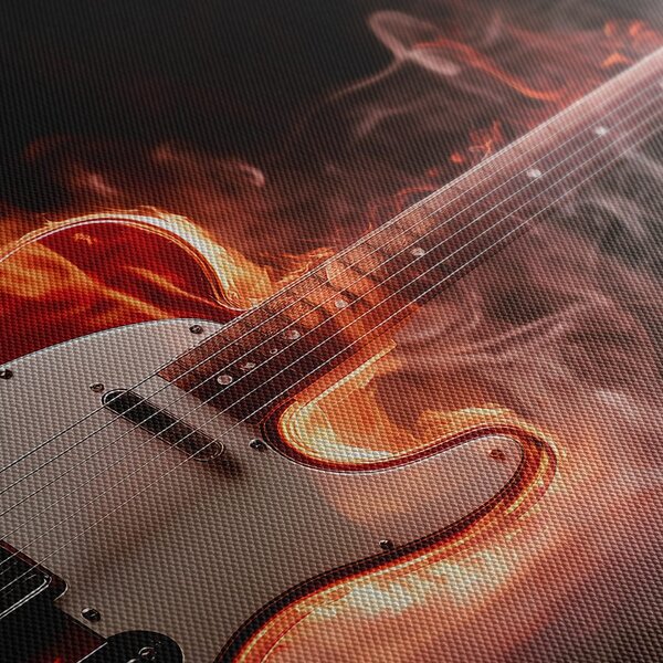 Obraz płonąca gitara w płomieniach