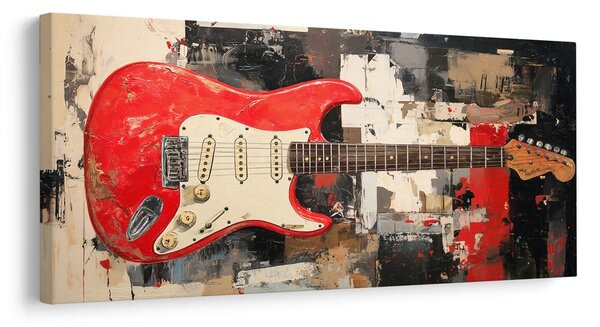 Obraz czerwona gitara elektryczna