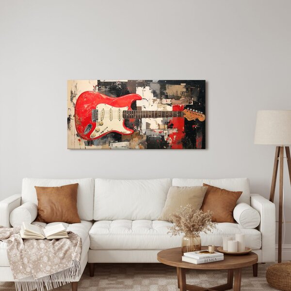 Obraz czerwona gitara elektryczna