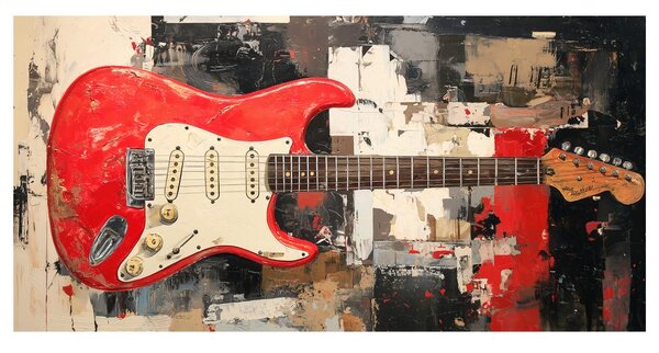 Obraz czerwona gitara elektryczna