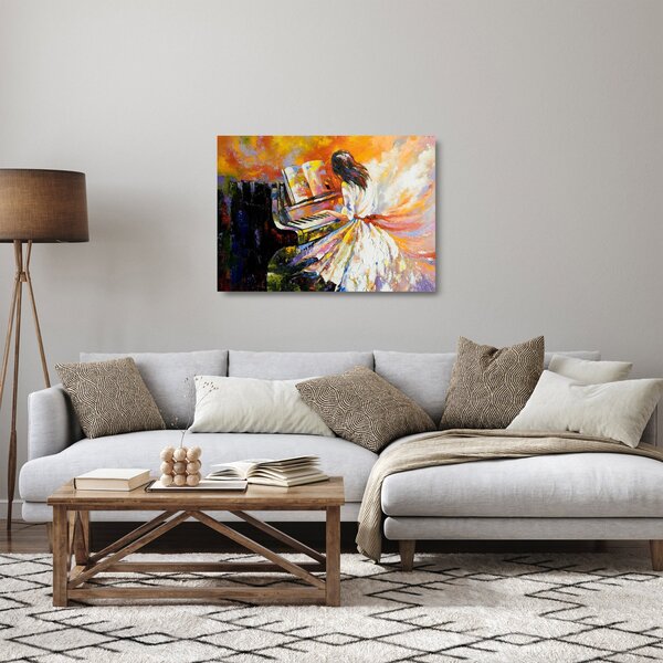 Obraz na szkle - Kobieta grająca na pianinie (70x50 cm)