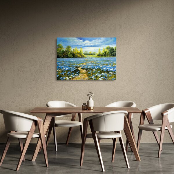 Obraz na szkle - Ścieżka w polu, obraz olejny (70x50 cm)