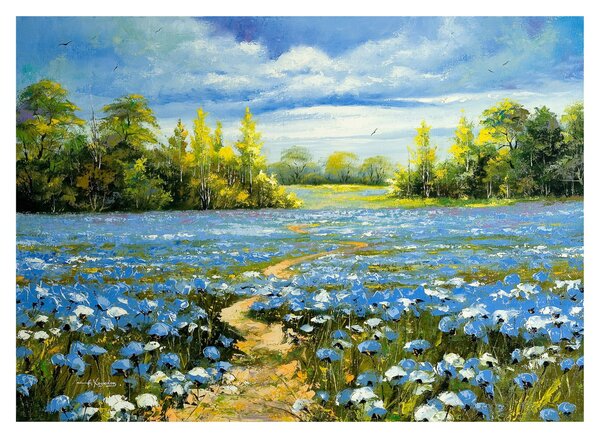 Obraz na szkle - Ścieżka w polu, obraz olejny (70x50 cm)
