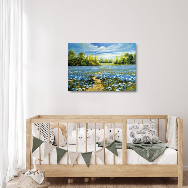 Obraz na szkle - Ścieżka w polu, obraz olejny (70x50 cm)