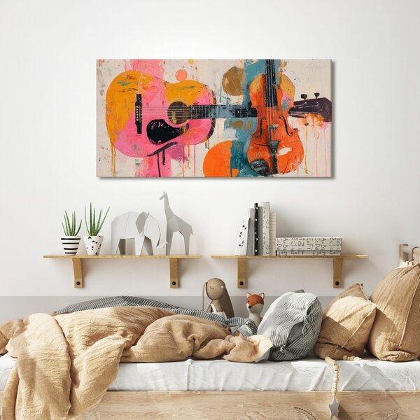 Obraz gitara i skrzypce w kolorach