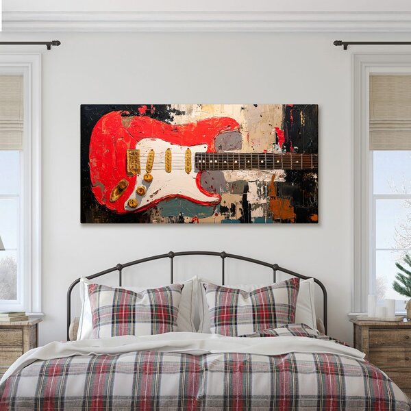 Obraz czerwona gitara na płótnie