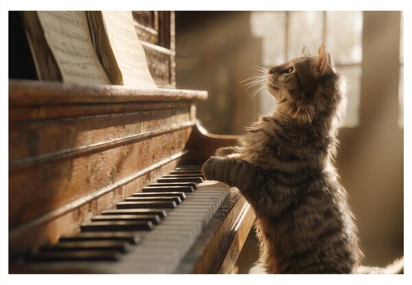 Obraz kot i pianino