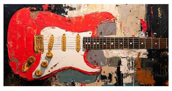 Obraz czerwona gitara na płótnie