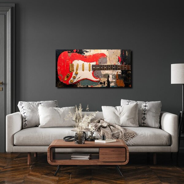 Obraz czerwona gitara na płótnie