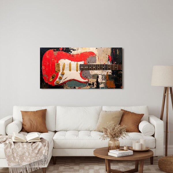 Obraz czerwona gitara na płótnie
