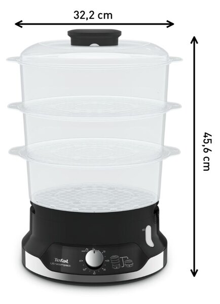 Ultracompact Garnek do gotowania na parze, srebrny/czarny TEFAL VC204810