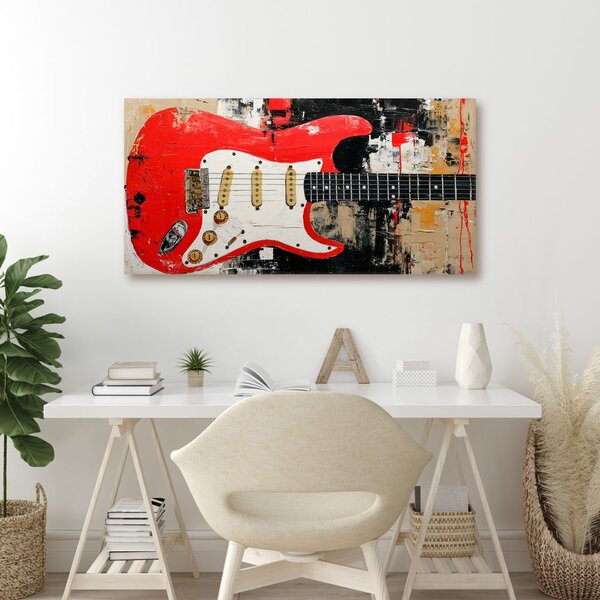 Obraz czerwona gitara elektryczna