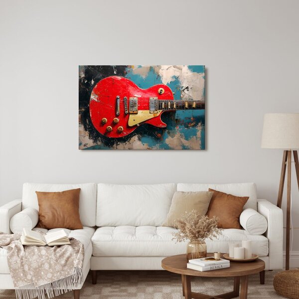 Obraz czerwona gitara elektryczna