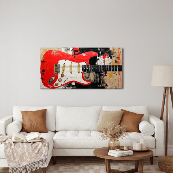 Obraz czerwona gitara elektryczna