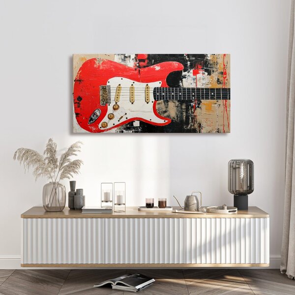 Obraz czerwona gitara elektryczna