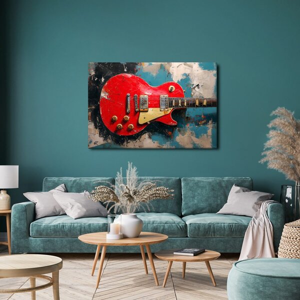 Obraz czerwona gitara elektryczna
