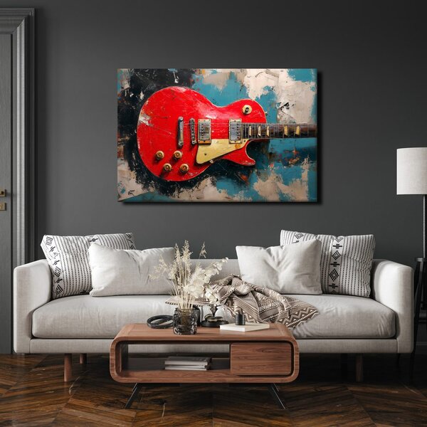 Obraz czerwona gitara elektryczna