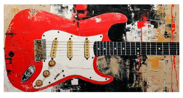 Obraz czerwona gitara elektryczna