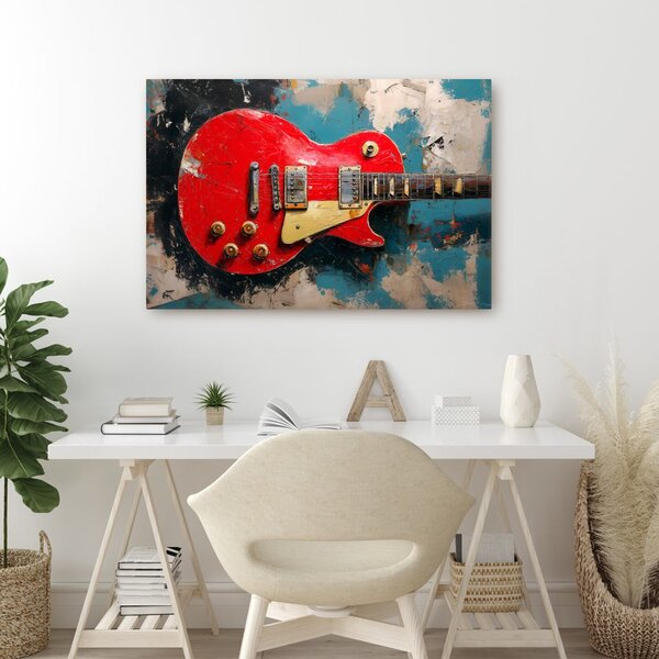 Obraz czerwona gitara elektryczna