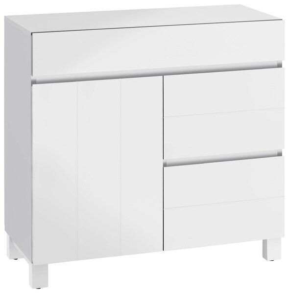 Biała komoda bez uchwytów, nowoczesny design