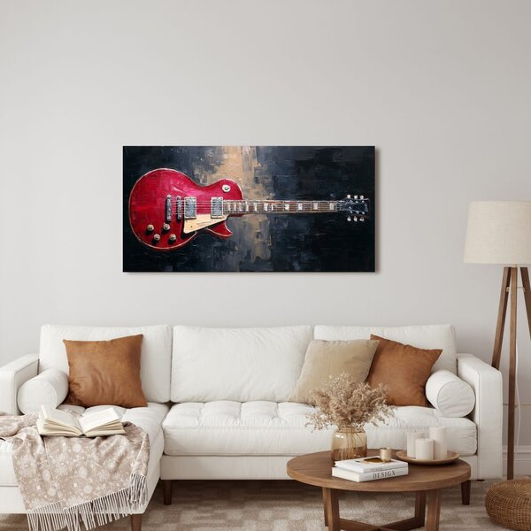 Obraz czerwona gitara elektryczna