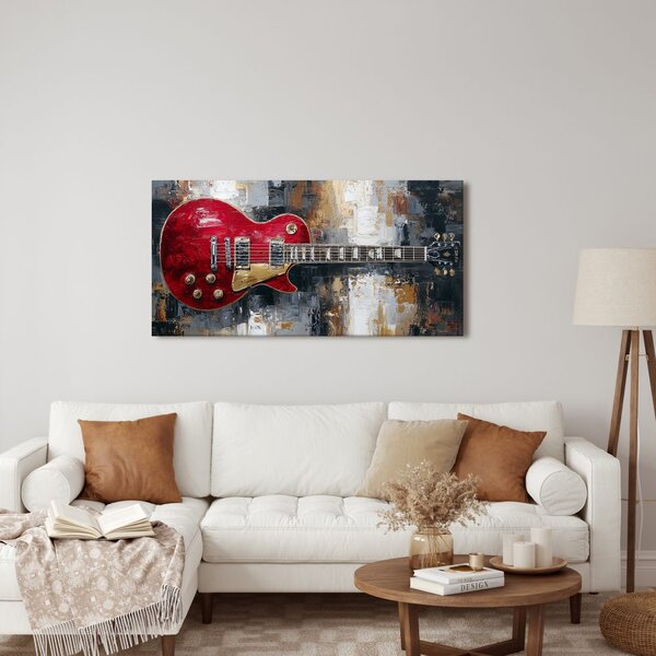 Obraz czerwona gitara elektryczna