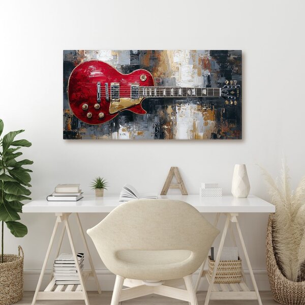 Obraz czerwona gitara elektryczna