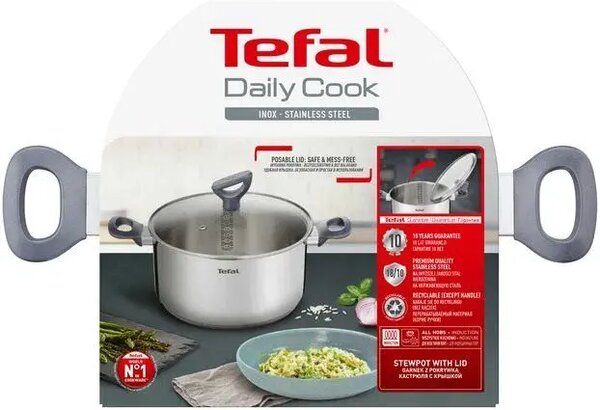 Daily Cook Garnek z pokrywką 20 cm, nierdzewny TEFAL G7124445