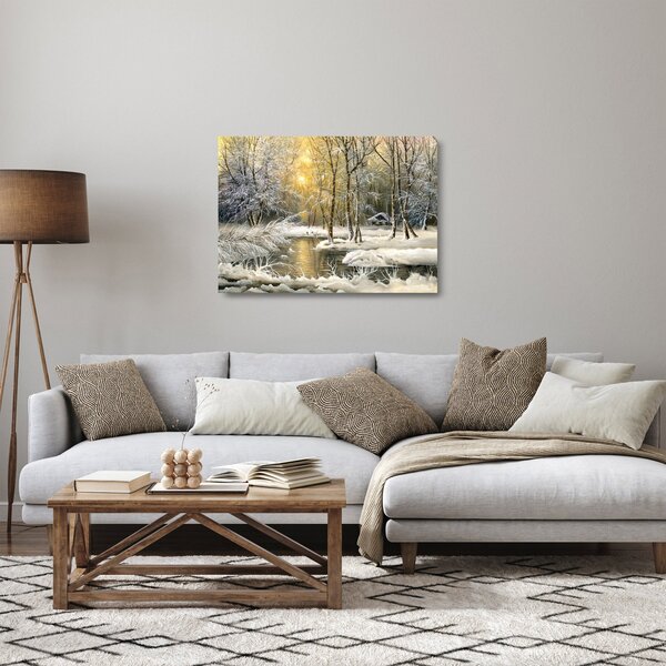 Obraz na szkle - Domek w lesie, obraz olejny (70x50 cm)