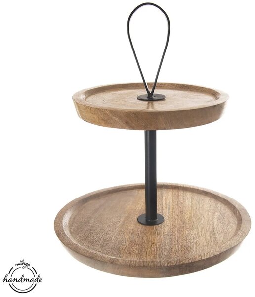 Stojak do serwowania, 2 poziomy, 30 cm, drewno mango/metal ORION 122992