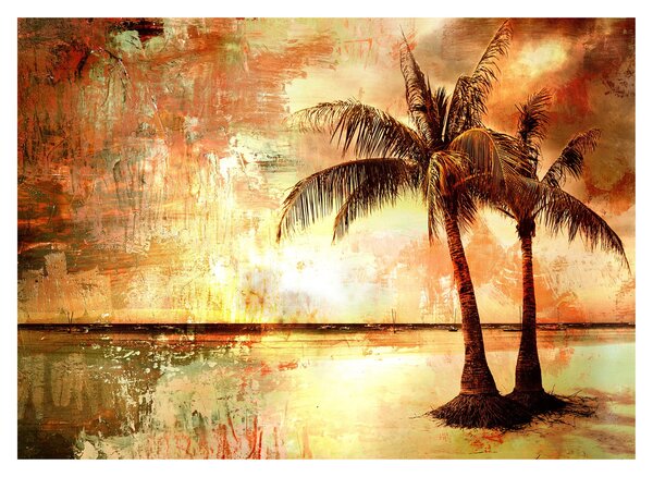 Obraz na szkle - Palmy na plaży (70x50 cm)