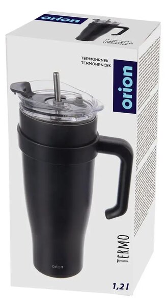 Kubek termiczny 1,2 l, stal nierdzewna/tworzywo, czarny ORION 112284
