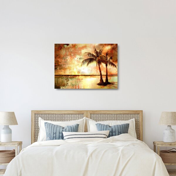 Obraz na szkle - Palmy na plaży (70x50 cm)