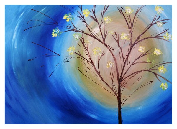 Obraz na szkle - Drzewo zakrywające słońce (70x50 cm)