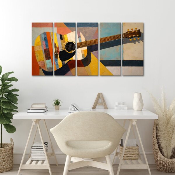 5-częściowy obraz kolorowa gitara akustyczna