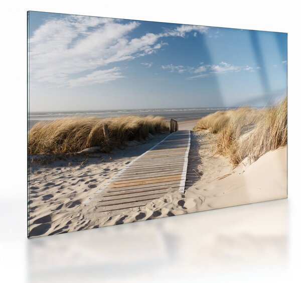 Obraz na szkle - Piaszczysta plaża na wyspie Langeoog, Niemcy (70x50 cm)