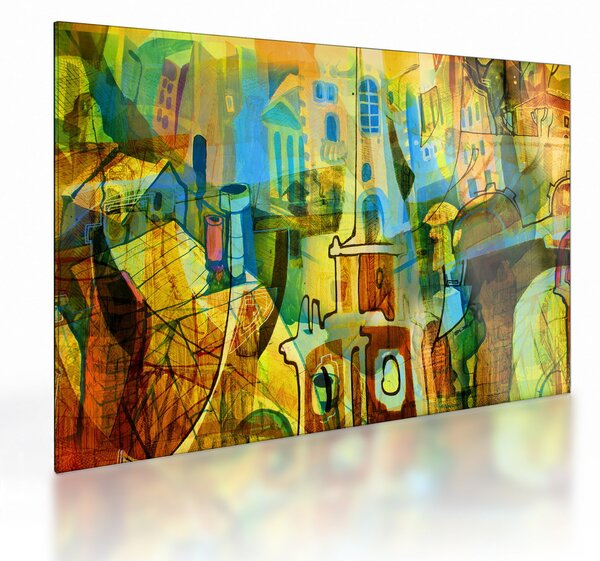 Obraz na szkle - Architektura, abstrakcja kubistyczna (70x50 cm)