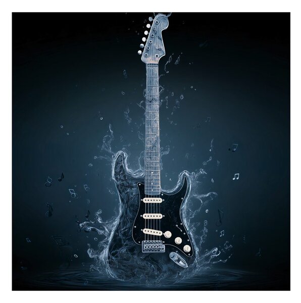 Obraz gitara z wodnych tonów