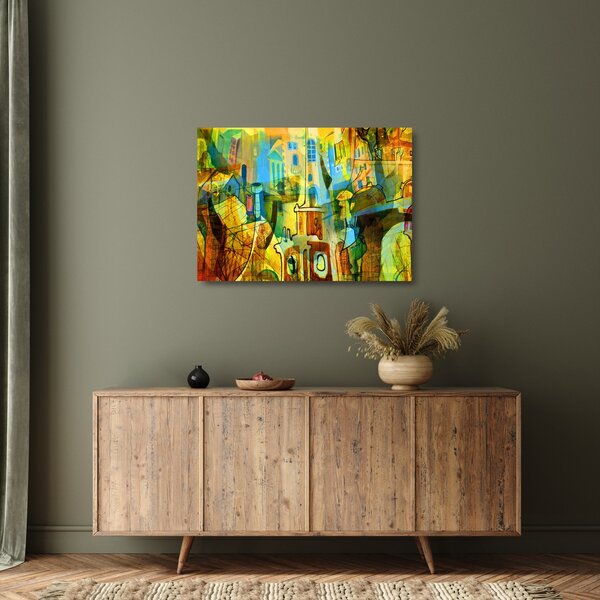 Obraz na szkle - Architektura, abstrakcja kubistyczna (70x50 cm)