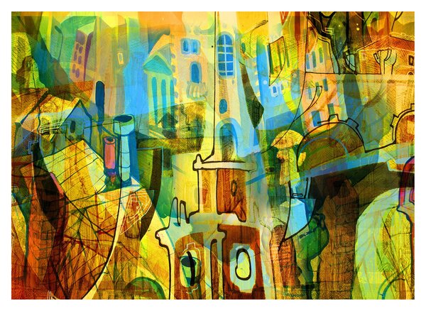 Obraz na szkle - Architektura, abstrakcja kubistyczna (70x50 cm)