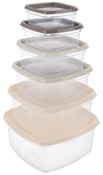 Easy Pojemniki do przechowywania 6 szt., plastikowe, kwadratowe ORION 154508