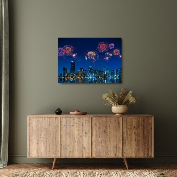 Obraz na szkle - Fajerwerki w Miami (70x50 cm)