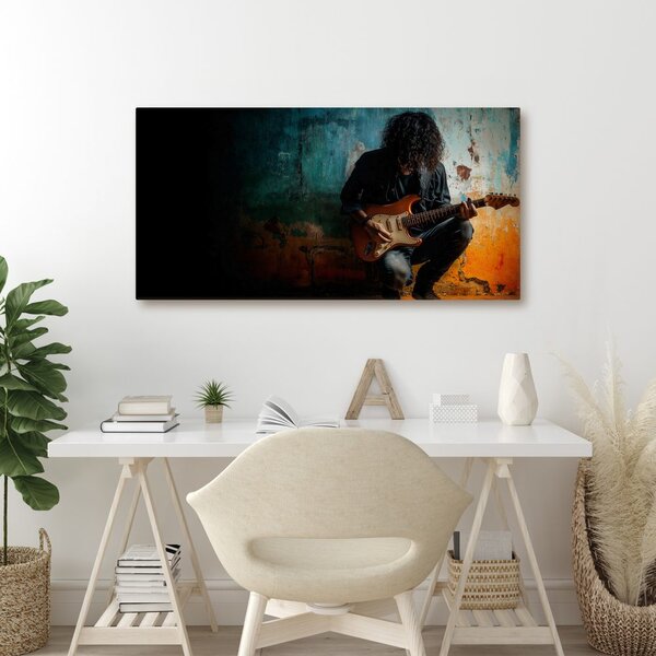 Obraz muzyk z gitarą elektryczną