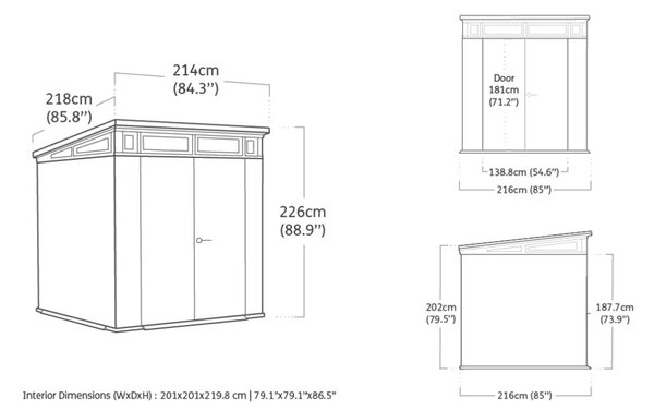 Pent Signature Domek ogrodowy 7x7, storm grey KETER 263851