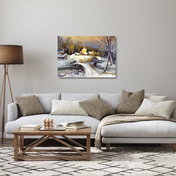 Obraz na szkle - Zimowe miasteczko (70x50 cm)