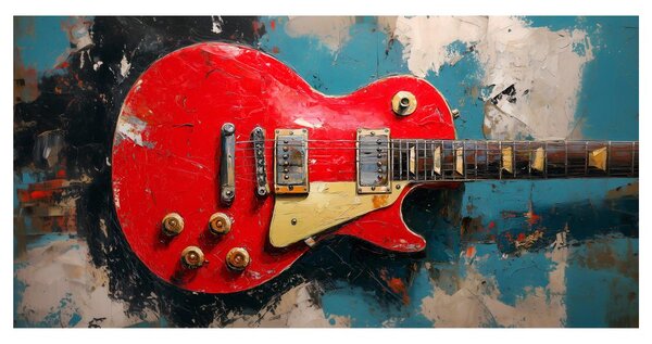 Obraz gitara elektryczna w czerwieni