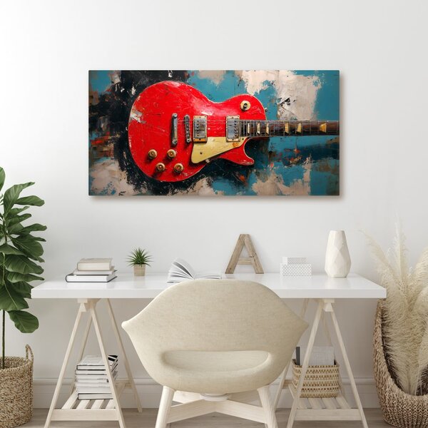 Obraz gitara elektryczna w czerwieni