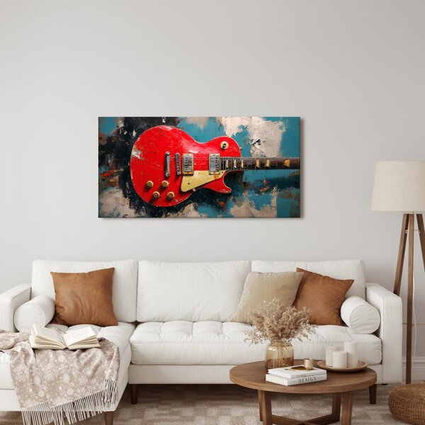 Obraz gitara elektryczna w czerwieni