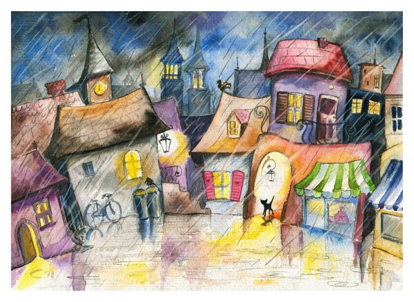 Obraz na szkle - Deszczowy wieczór (70x50 cm)