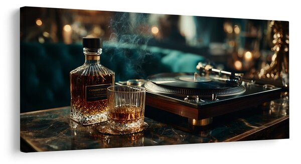 Obraz relaks z whisky i winylem